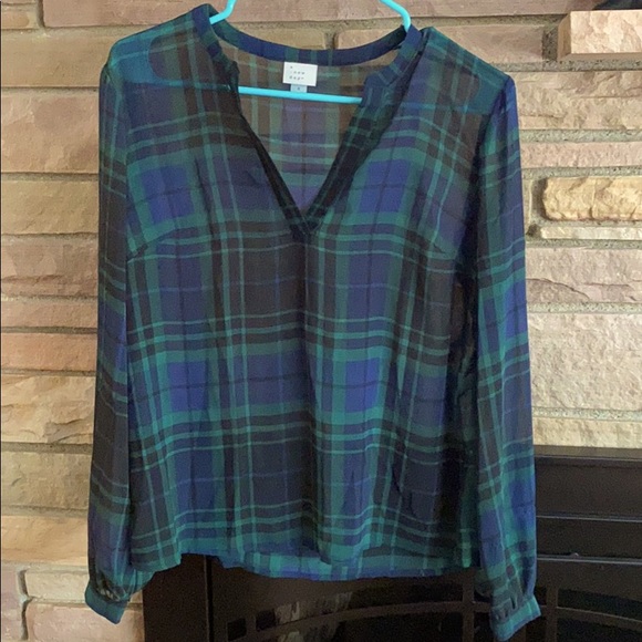 a new day Tops - A New Day Sheer Plaid Blouse